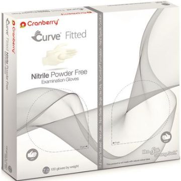 Curve Nitrile Powder-free Fitted Gloves, Size 7, 3426, 100/Box