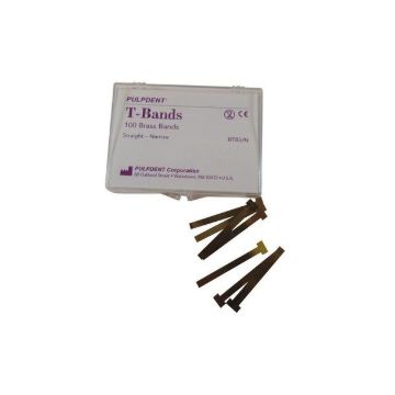 Pulpdent T-Bands, Narrow - 4mm, Straight, Brass Matrix Materal, BTBS/N, 100/Pkg